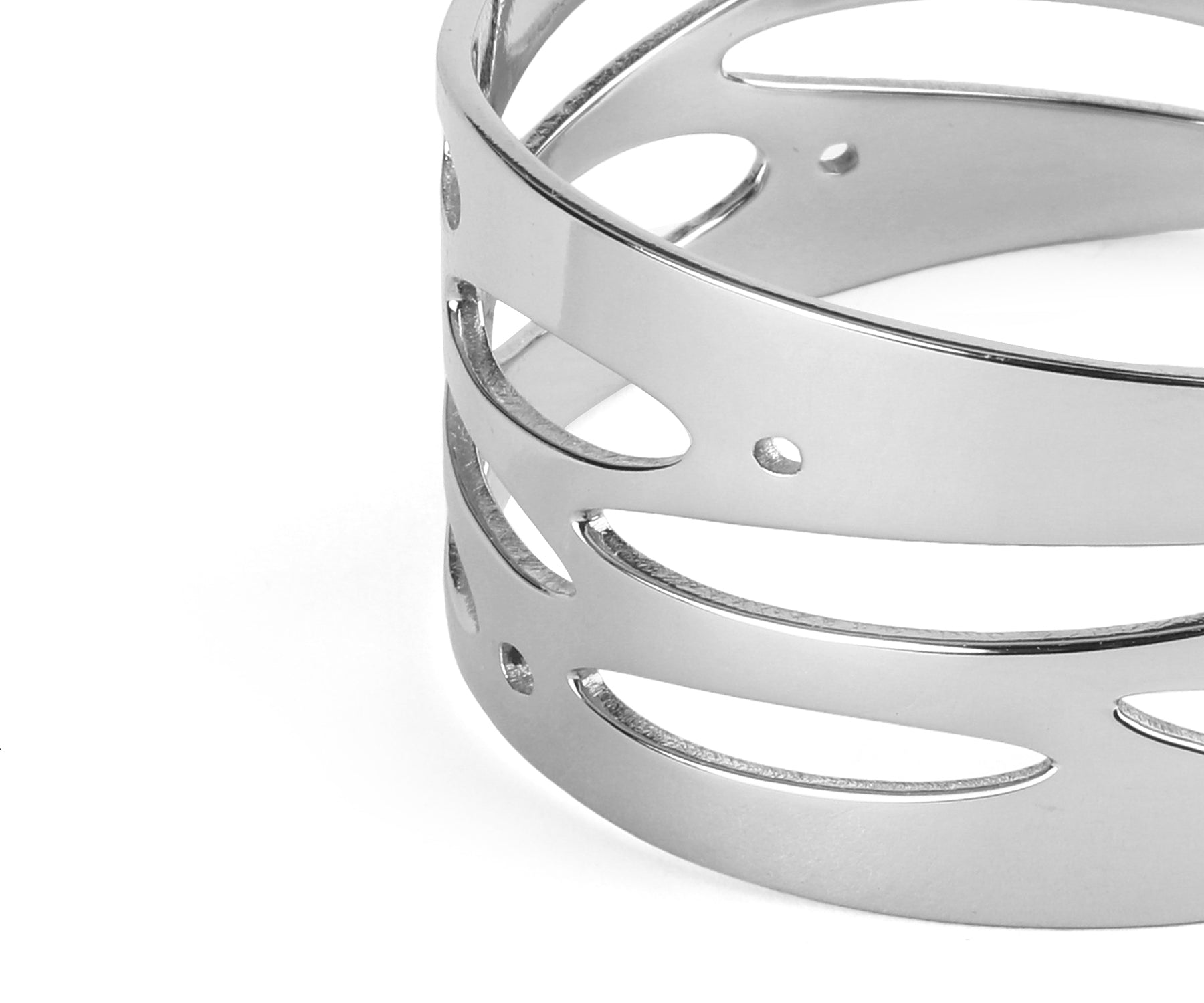 Shimmer Wide Wrist Cuff  Polished Steel