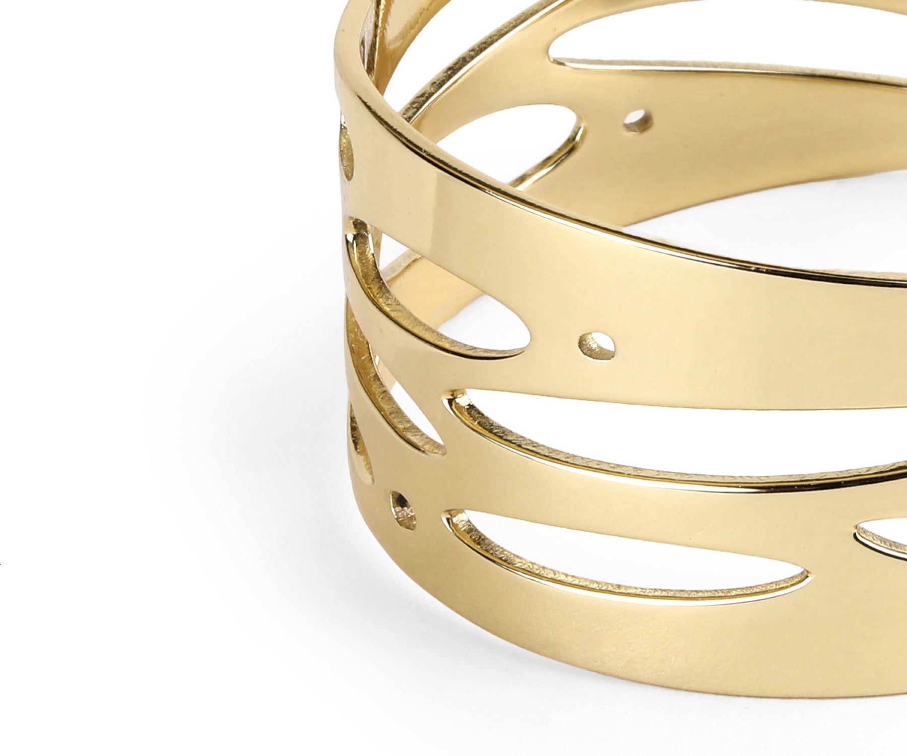 Shimmer Wide Wrist Cuff Polished Brass