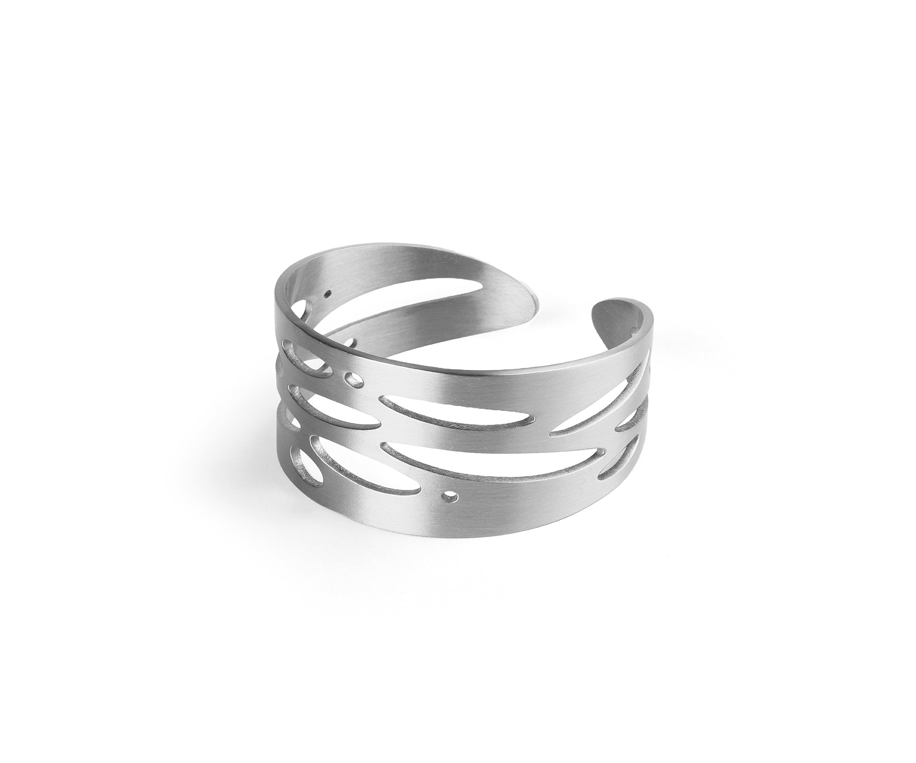 Shimmer Wide Wrist Cuff  Matte Steel