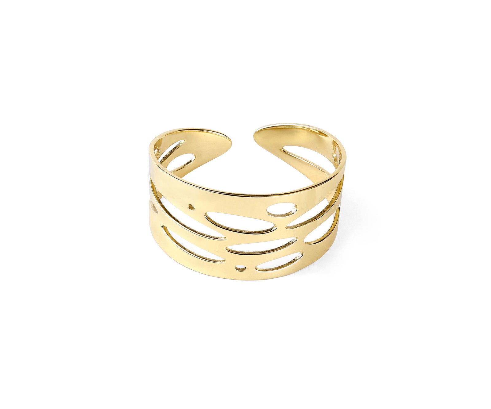 Shimmer Wide Wrist Cuff Polished Brass