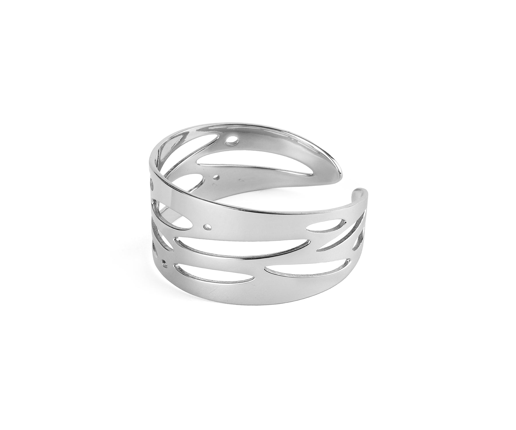 Shimmer Wide Wrist Cuff  Polished Steel