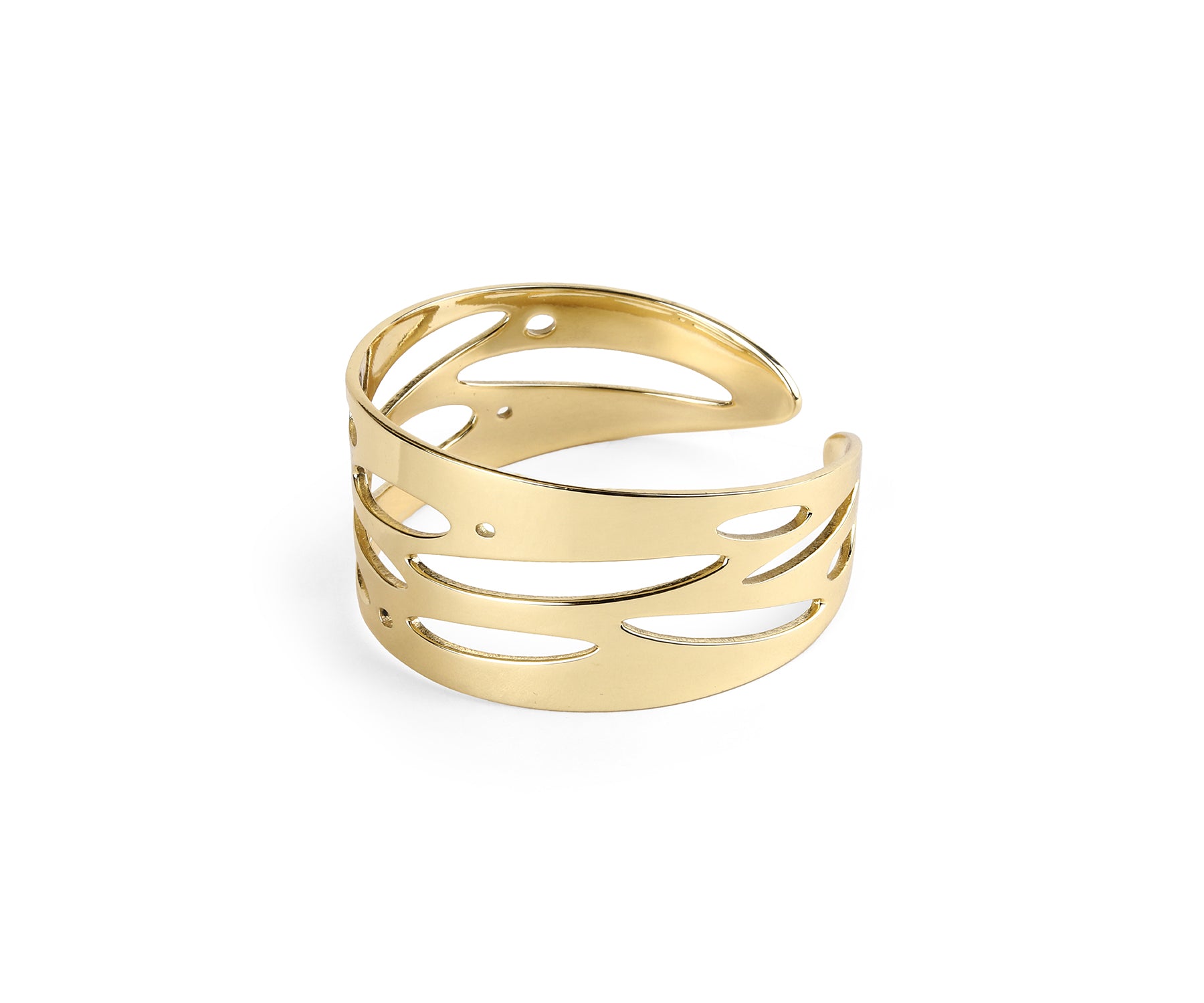 Shimmer Wide Wrist Cuff Polished Brass