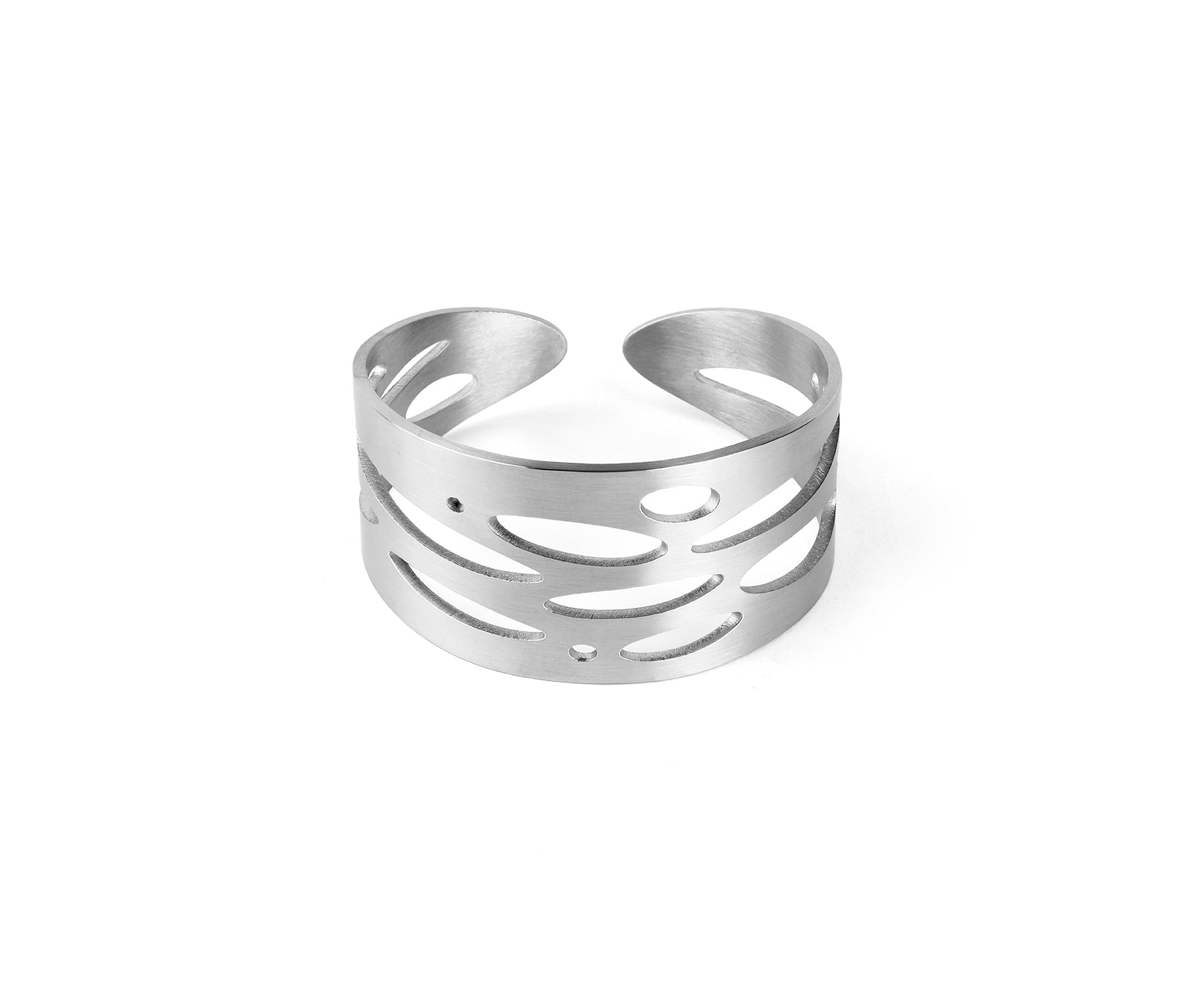 Shimmer Wide Wrist Cuff  Matte Steel