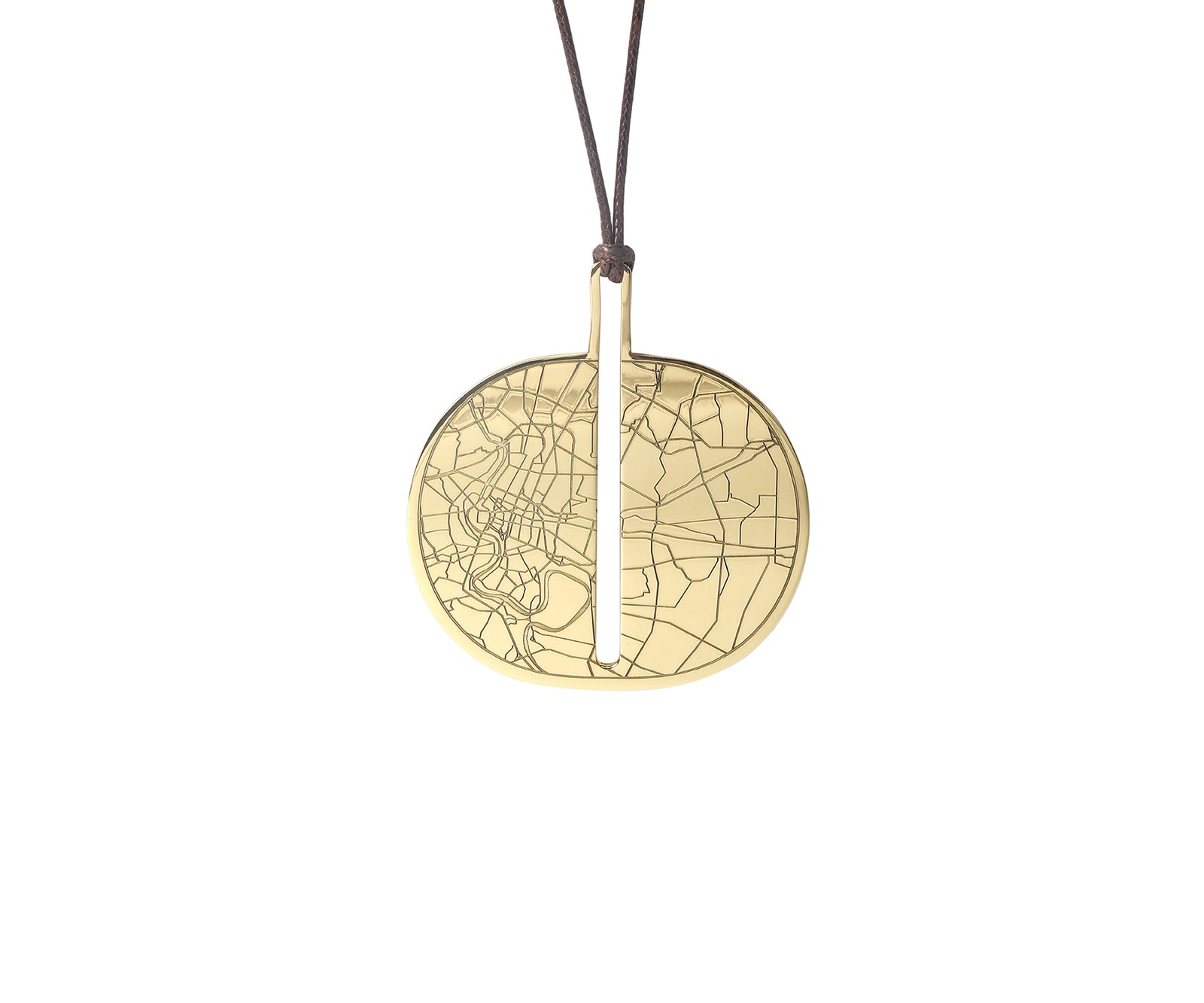 Carta Oval Pendant Polished Brass