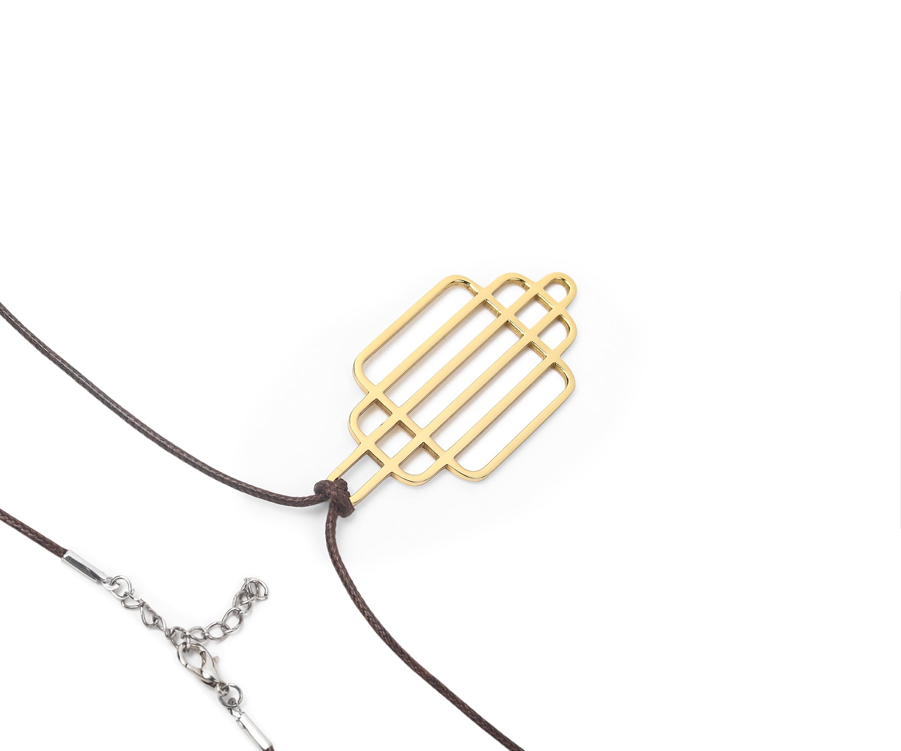 Era Grid Pendant Polished Brass