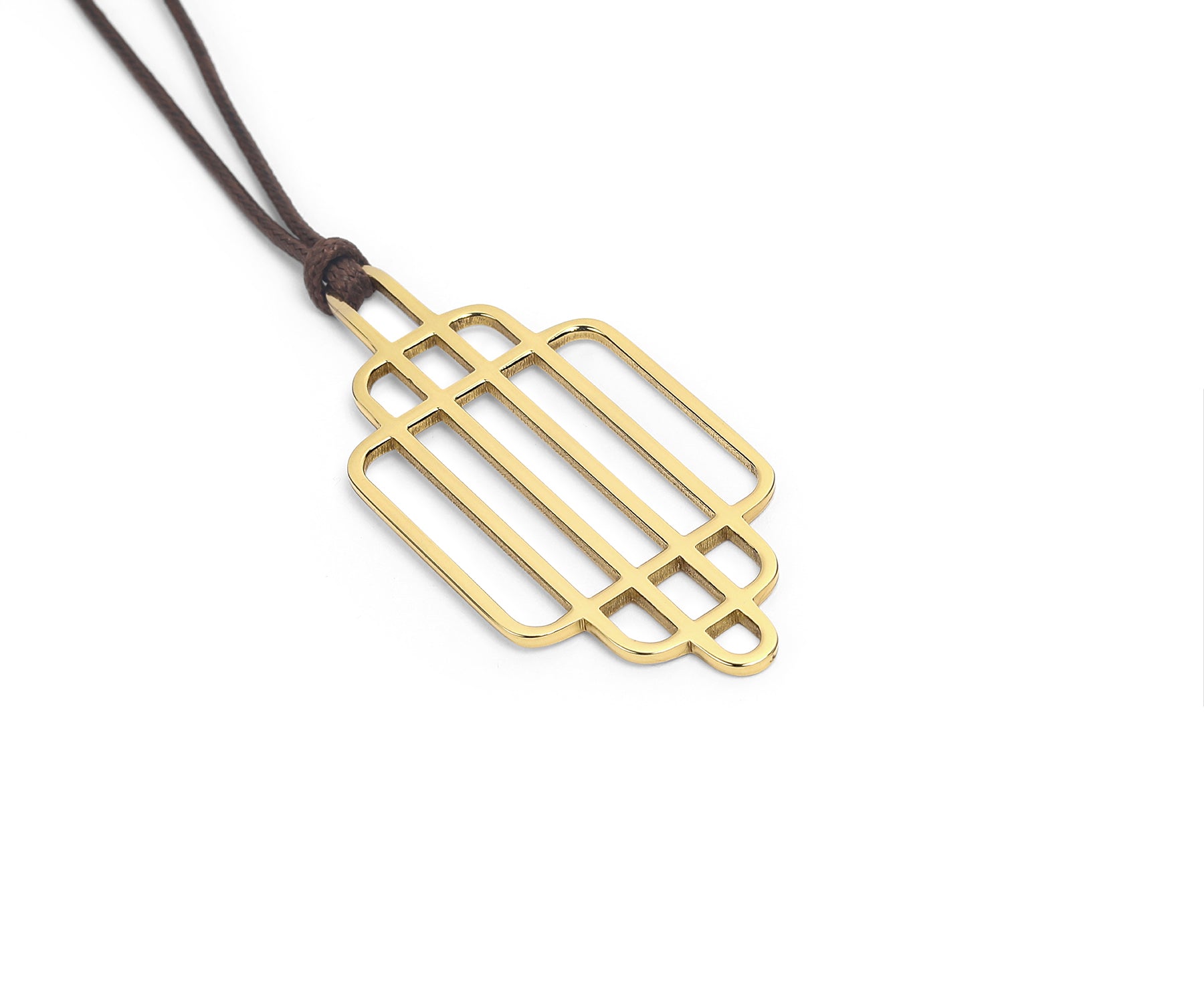 Era Grid Pendant Polished Brass