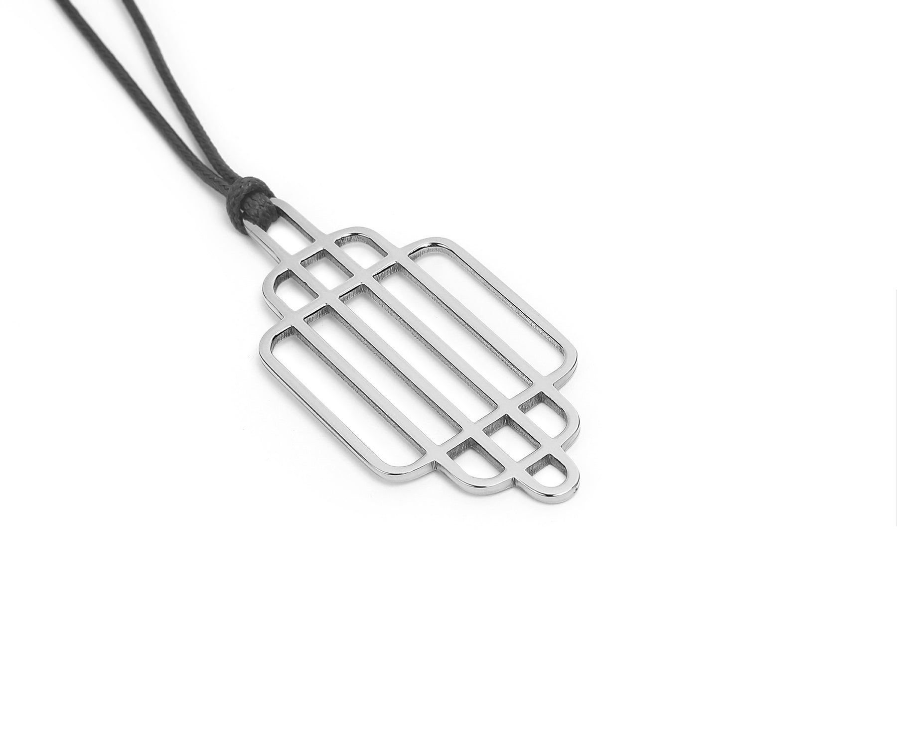 Era Grid Pendant Polished Steel