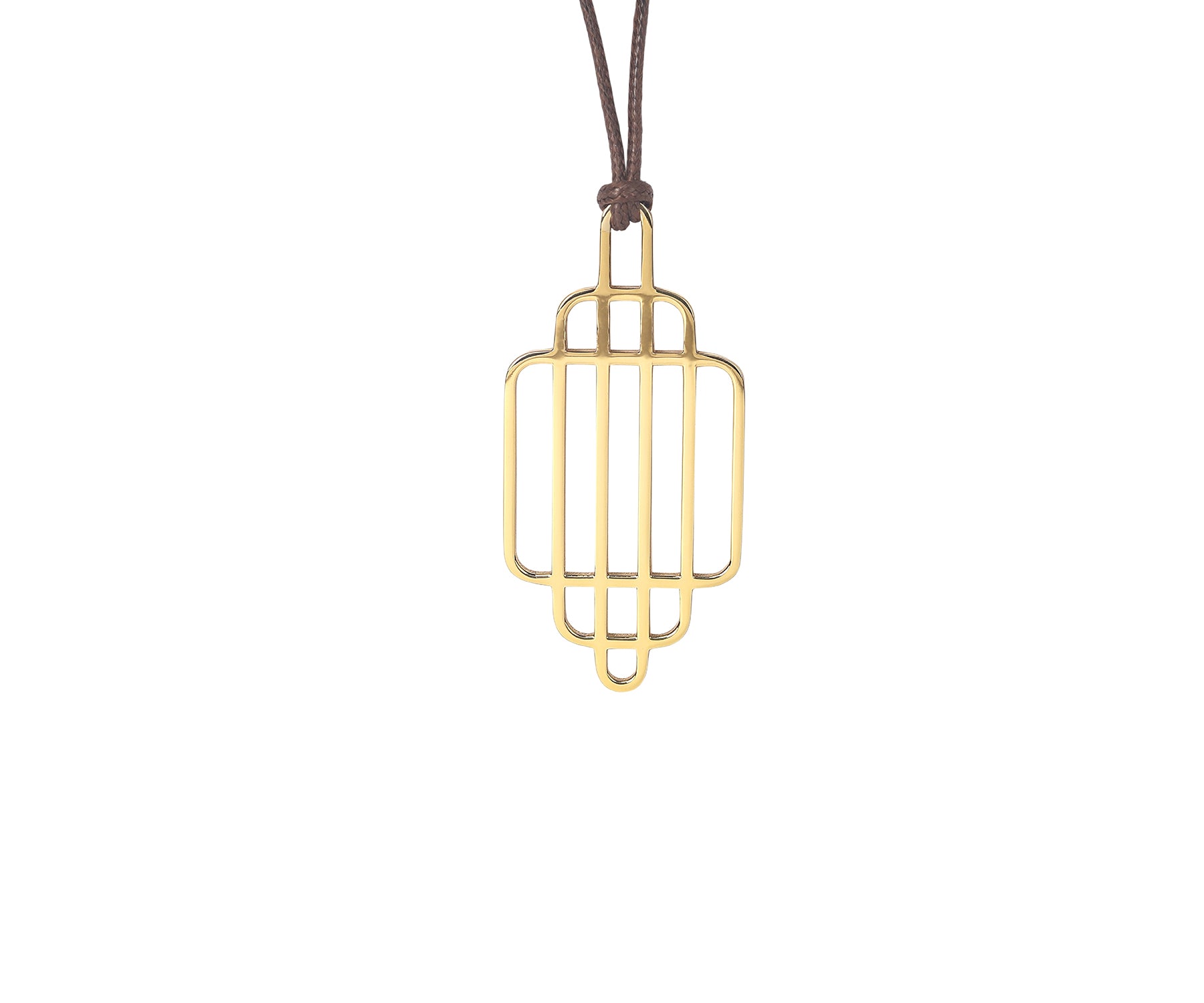 Era Grid Pendant Polished Brass