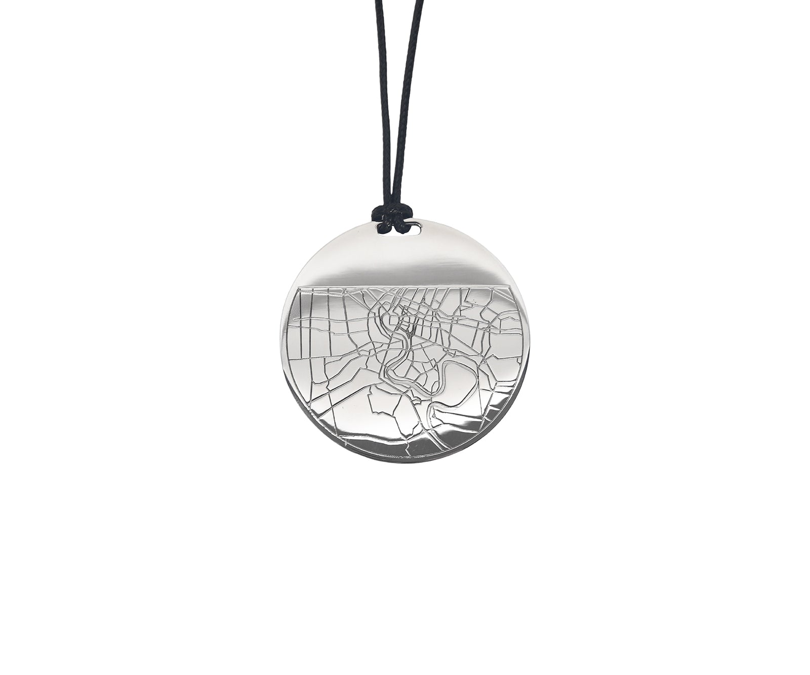 Carta Circle Pendant Polished Steel