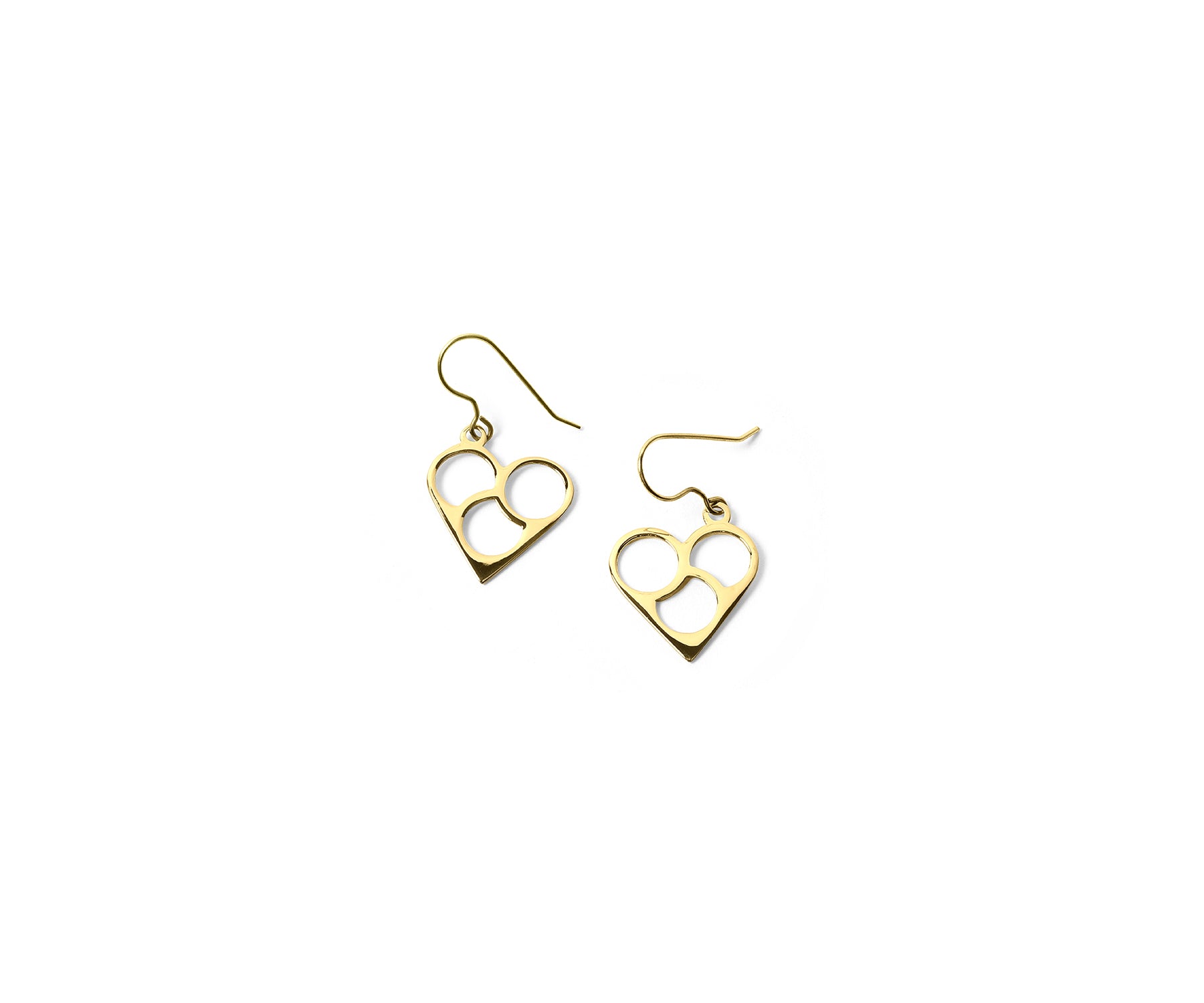 Mito Heart Eartops Polished Brass