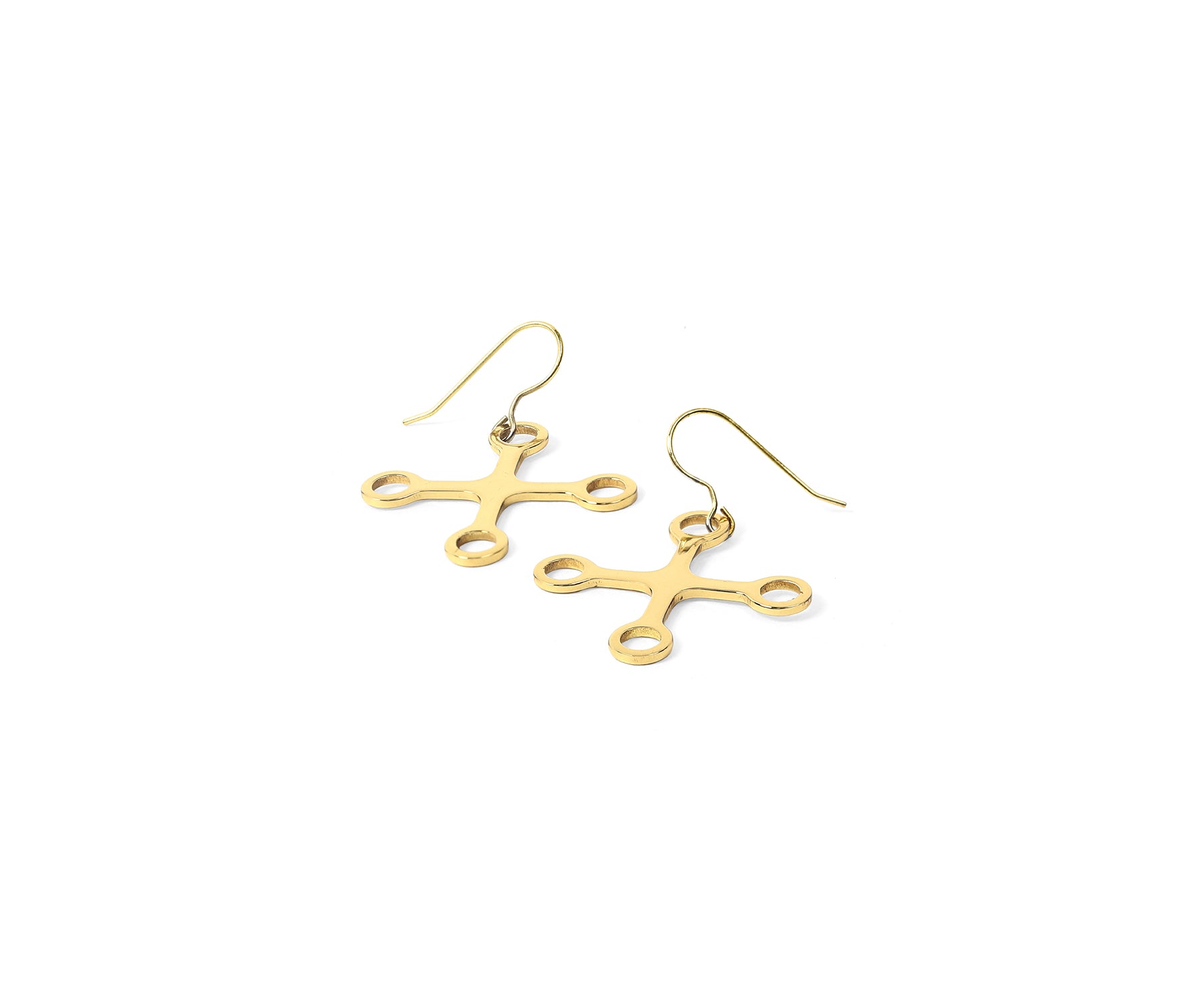 Mito Cross Eartops Polished Brass