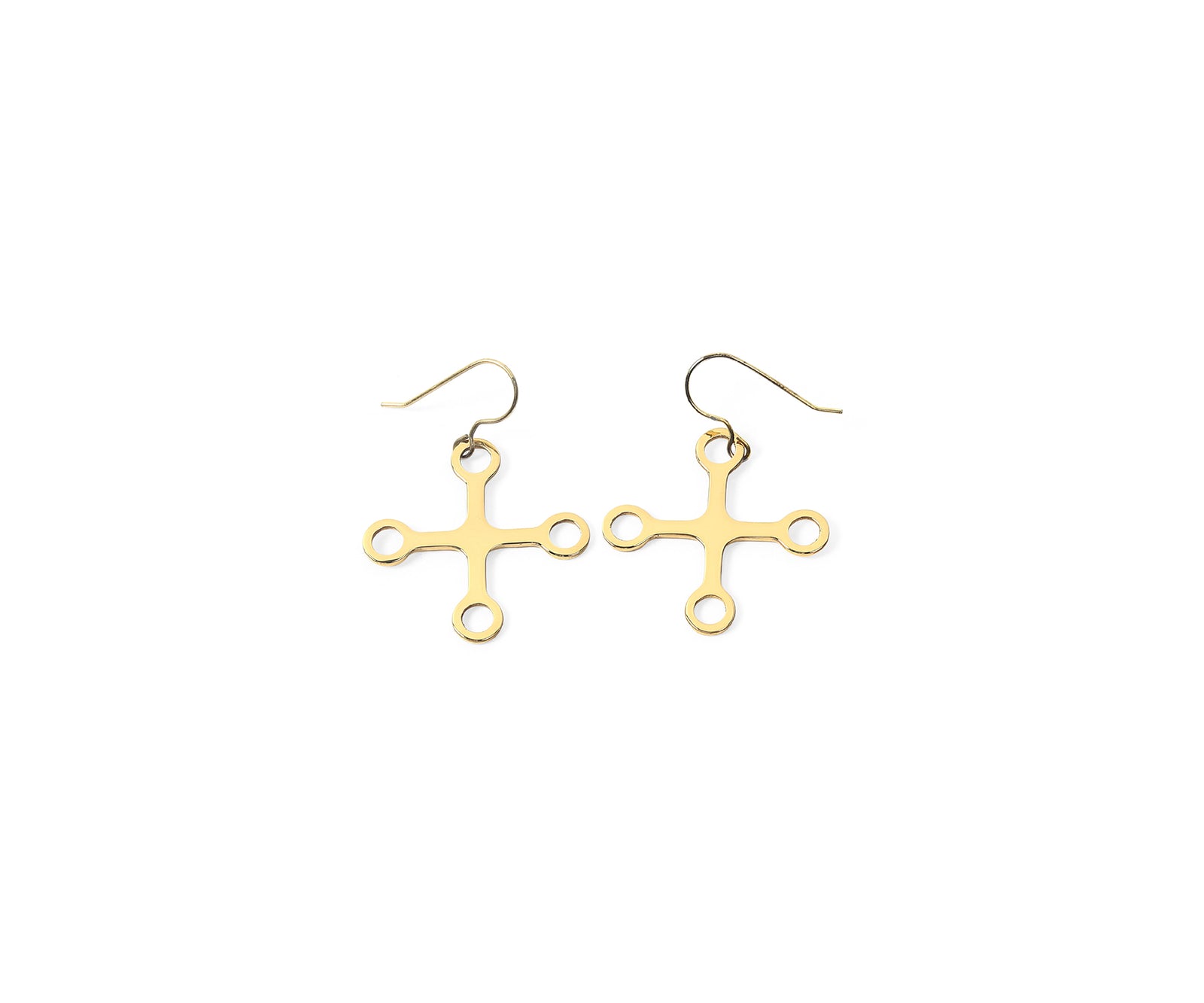 Mito Cross Eartops Polished Brass