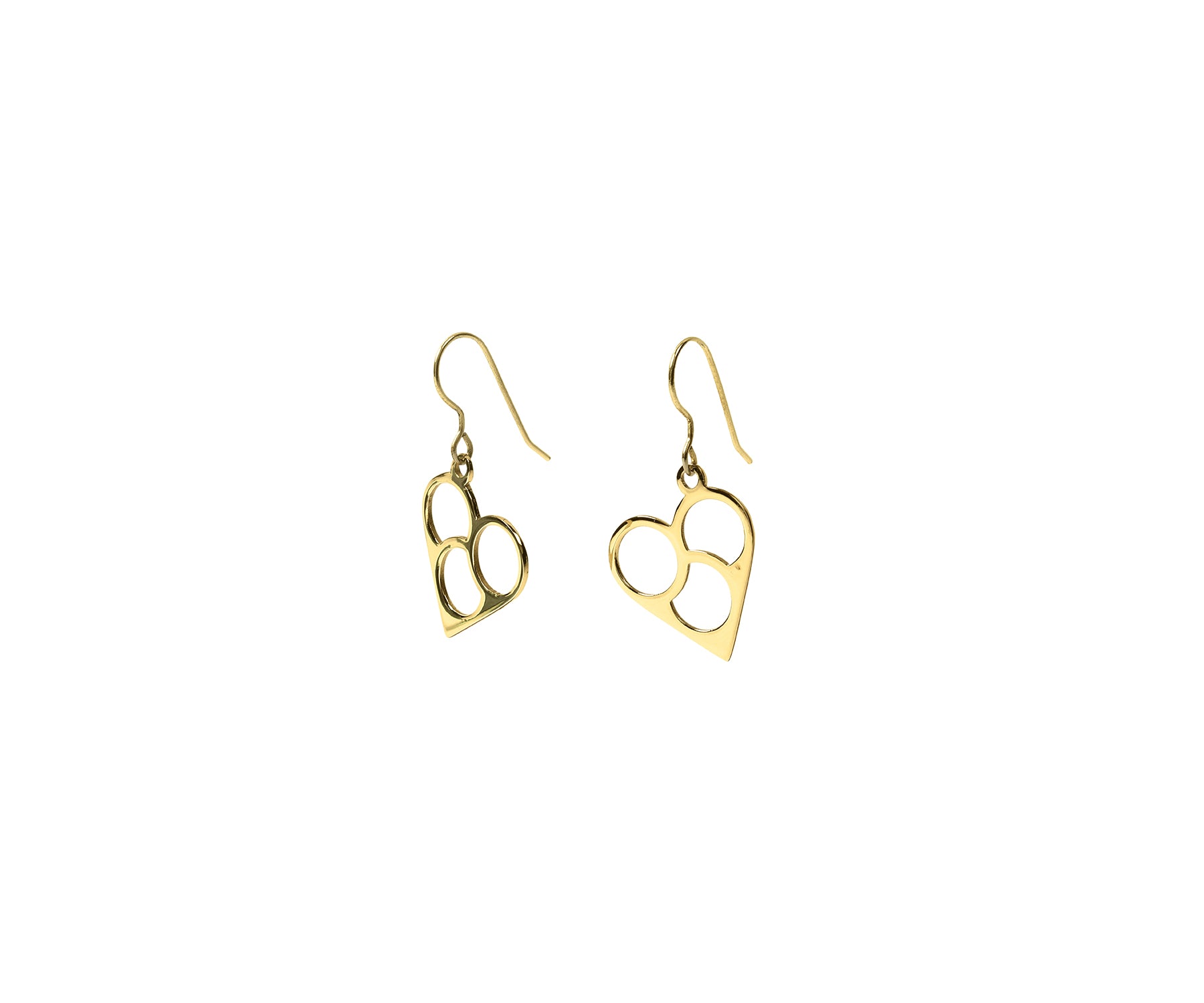 Mito Heart Eartops Polished Brass